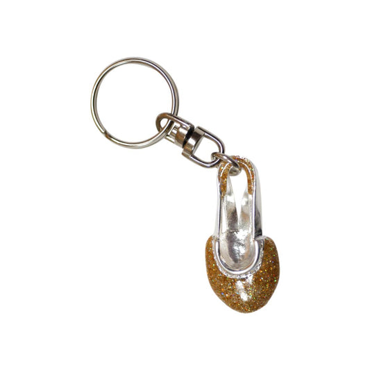 Nyckelring, halvsko, silver/guld
